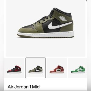 Jordan 1 Mid Olive and Black Sneakers 6.5Y